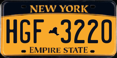 NY license plate HGF3220