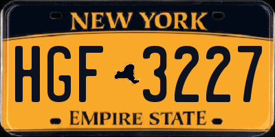 NY license plate HGF3227