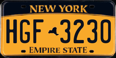 NY license plate HGF3230