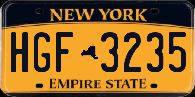 NY license plate HGF3235