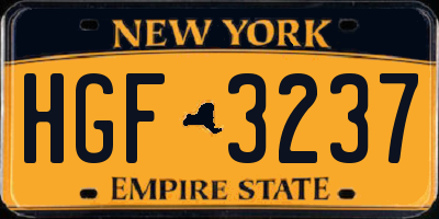 NY license plate HGF3237