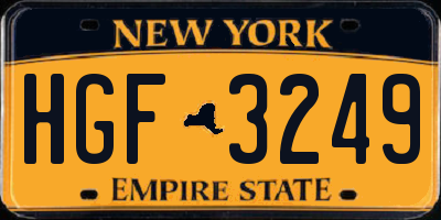 NY license plate HGF3249