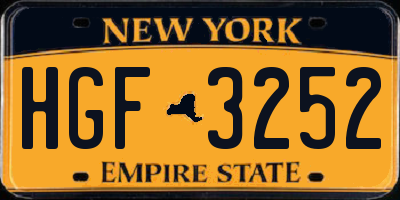 NY license plate HGF3252