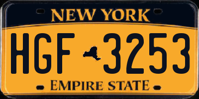 NY license plate HGF3253