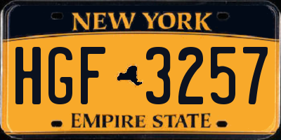 NY license plate HGF3257