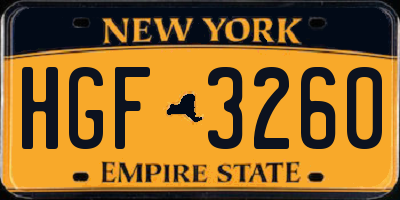 NY license plate HGF3260