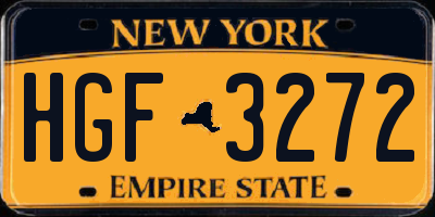 NY license plate HGF3272