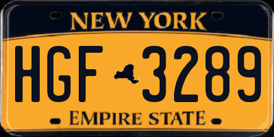 NY license plate HGF3289