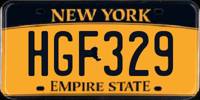 NY license plate HGF329