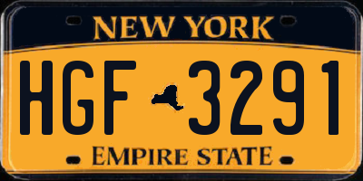 NY license plate HGF3291