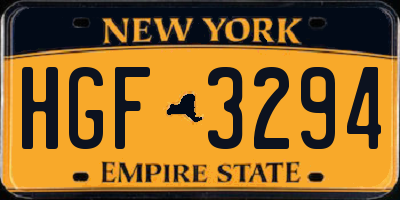 NY license plate HGF3294