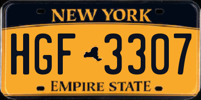 NY license plate HGF3307