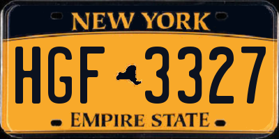 NY license plate HGF3327
