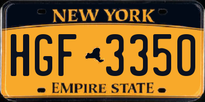 NY license plate HGF3350