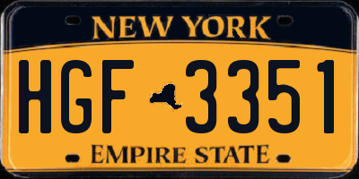 NY license plate HGF3351