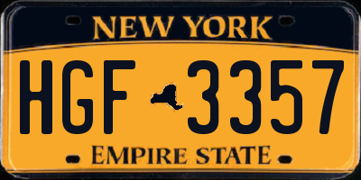 NY license plate HGF3357