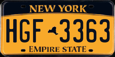 NY license plate HGF3363