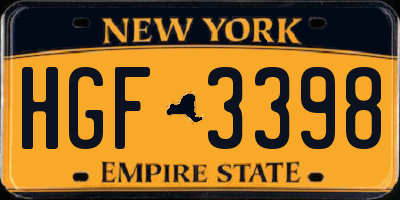 NY license plate HGF3398