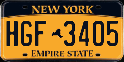 NY license plate HGF3405