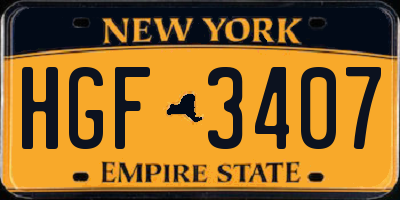NY license plate HGF3407