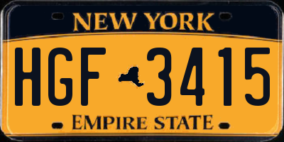 NY license plate HGF3415