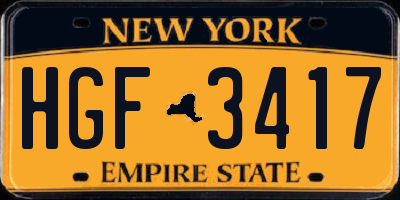 NY license plate HGF3417