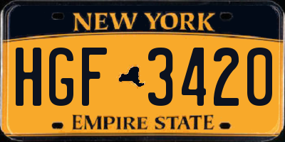 NY license plate HGF3420