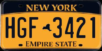 NY license plate HGF3421