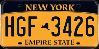 NY license plate HGF3426