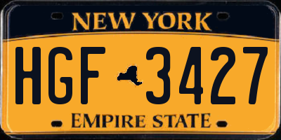 NY license plate HGF3427