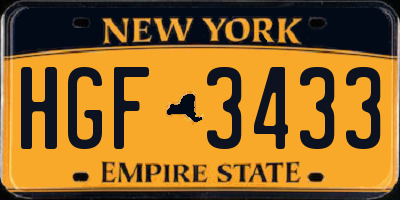 NY license plate HGF3433