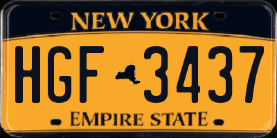 NY license plate HGF3437