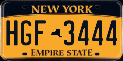 NY license plate HGF3444