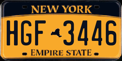 NY license plate HGF3446