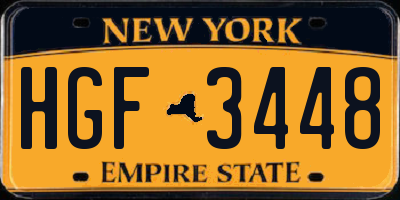 NY license plate HGF3448