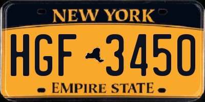 NY license plate HGF3450