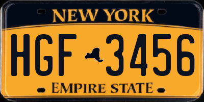 NY license plate HGF3456