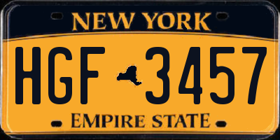 NY license plate HGF3457