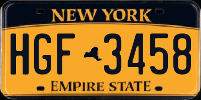NY license plate HGF3458