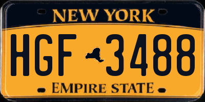 NY license plate HGF3488