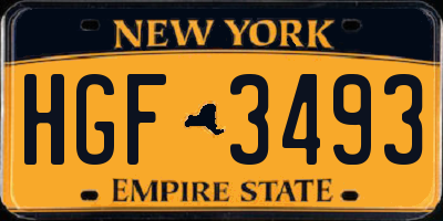 NY license plate HGF3493