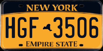 NY license plate HGF3506