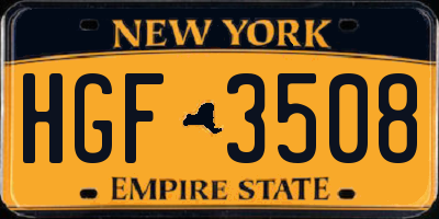 NY license plate HGF3508