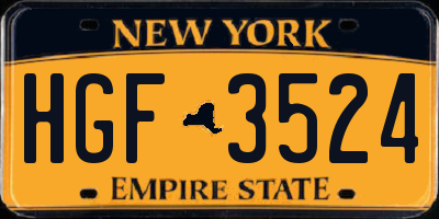 NY license plate HGF3524
