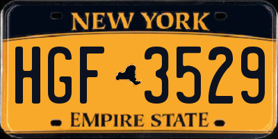 NY license plate HGF3529