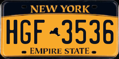 NY license plate HGF3536
