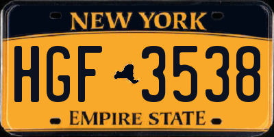 NY license plate HGF3538