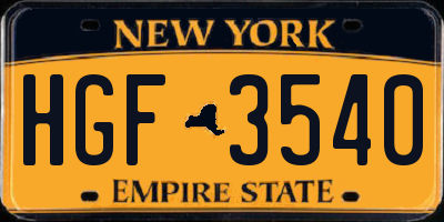 NY license plate HGF3540