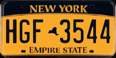 NY license plate HGF3544