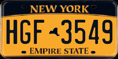 NY license plate HGF3549